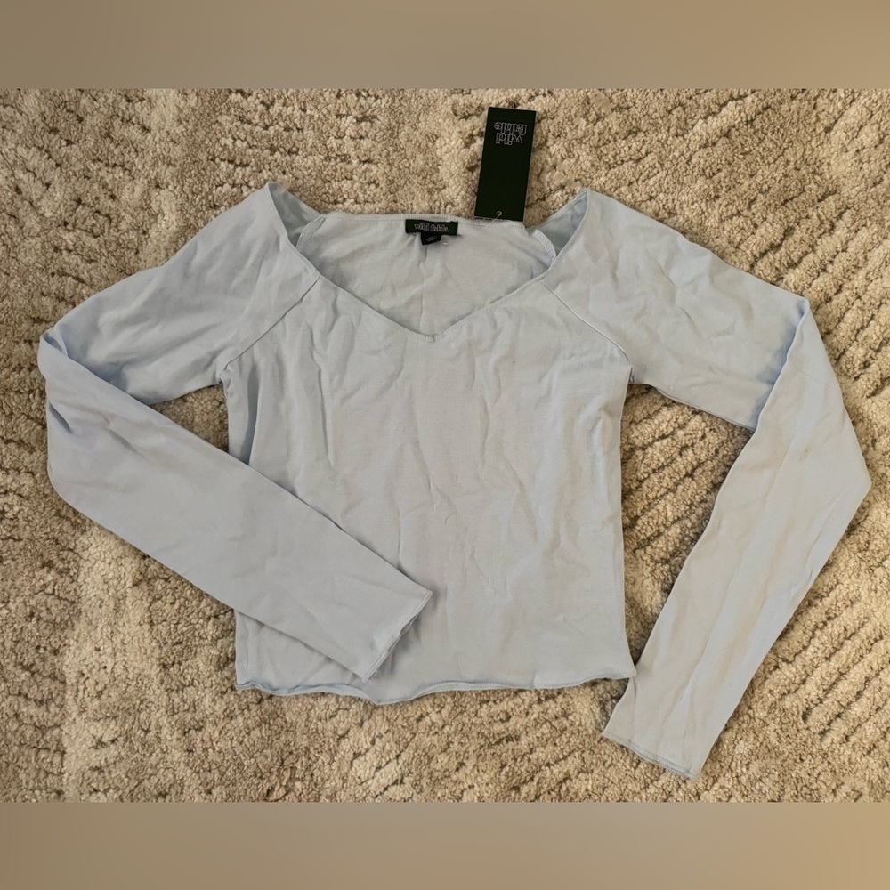 Wild Fable Crop Long Sleeve in baby blue color NWT
